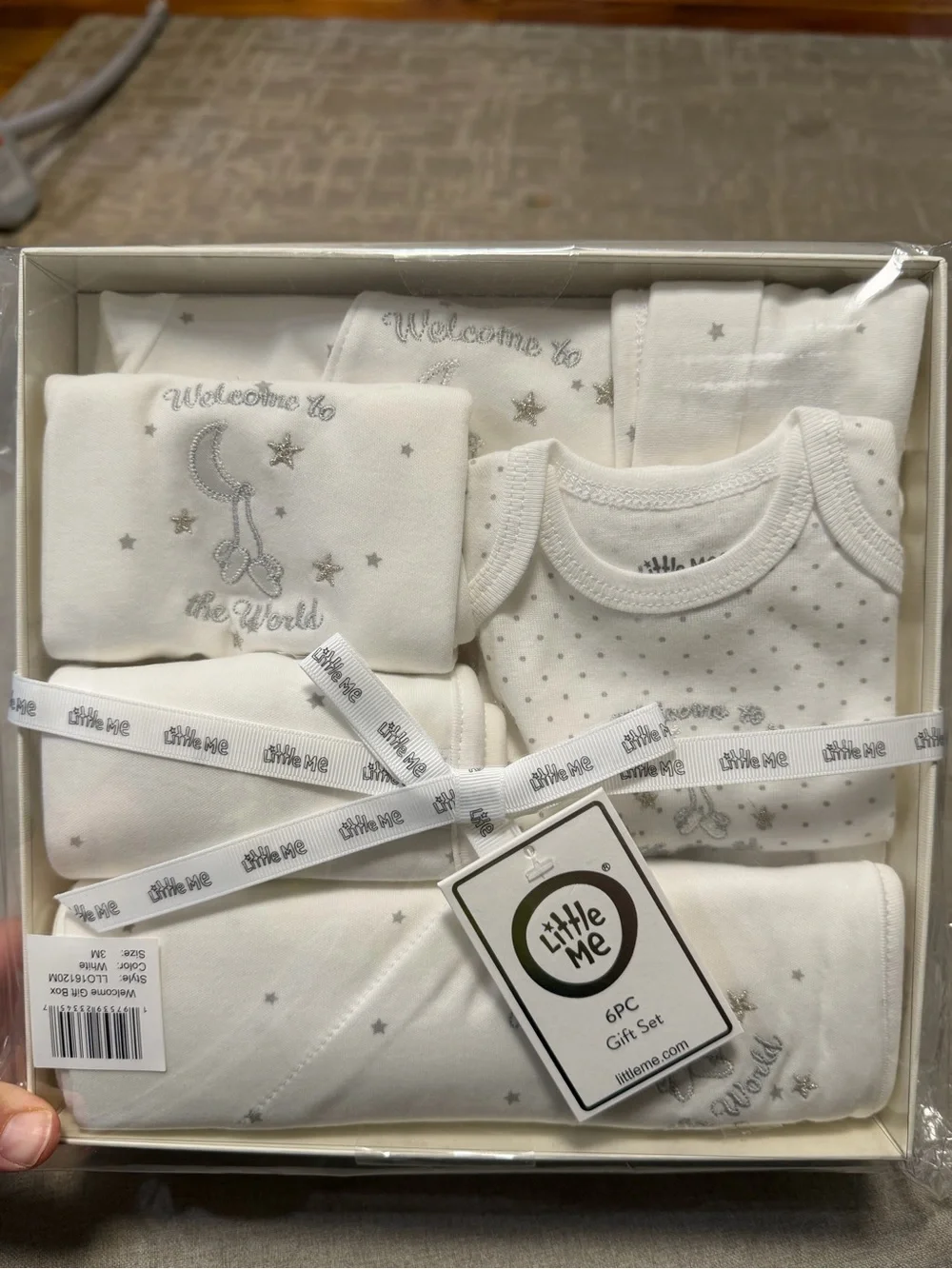 Little Me White and Gray Newborn Gift Set